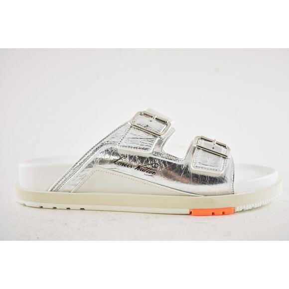 Louis Vuitton Trainer Mule Metallic Silver Buckle Slide Sandal UK 9 US 10 11 - Picture 2 of 16